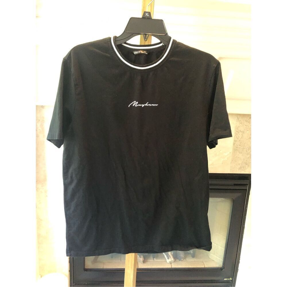 🌼5for$25🌼Shein Women’s Black “Mayhem” Crew Neck Short Sleeve T-Shirt Size M